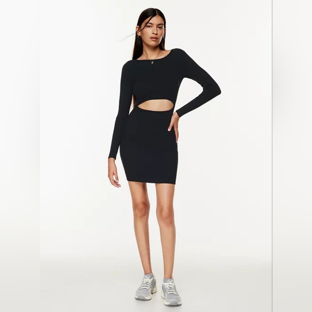 Wilfred black cut out long sleeve knit dress